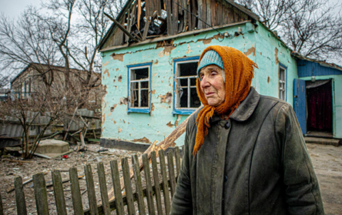 UKRAINE. Tetiana lives in Kramtorsk in the Donetsk region, a town where the sound of shelling has become a daily reality. Her home was damaged by shelling that shattered windows and destroyed her stove, her only source of heating. With support from UNHCR partner Angels of Salvation, she received emergency materials and a mobile team then conducted urgent repairs which restored her windows and stove, ensuring she could heat her home and stay warm.